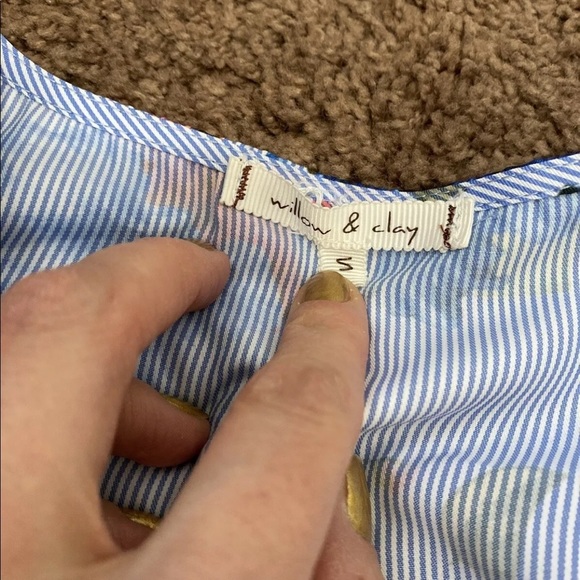 WILLOW & CLAY FLORAL CROP TOP BLOUSE PEPLUM BLUE - Picture 2 of 4